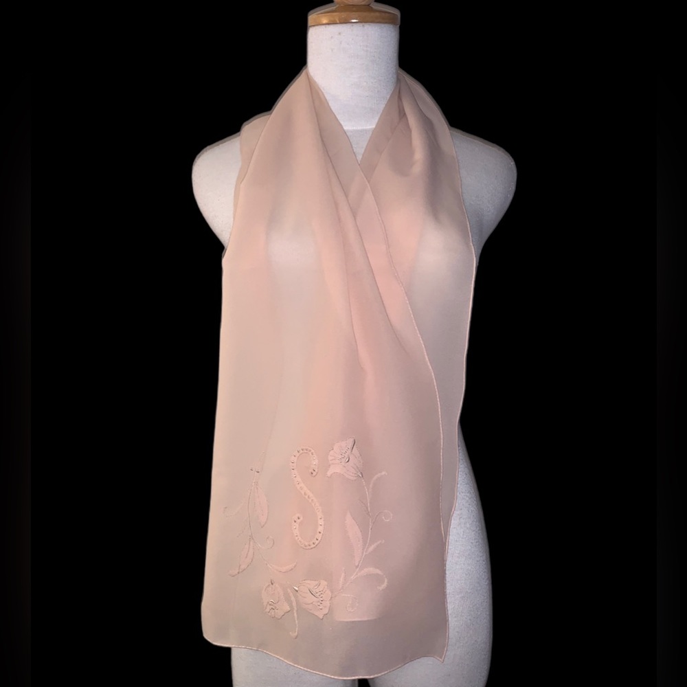 S” Initial Hand Embroidered Scarf